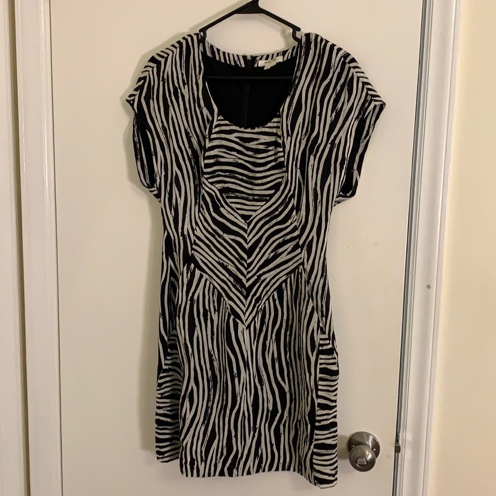 Helmut Lang 100% Silk Paint Print Dress